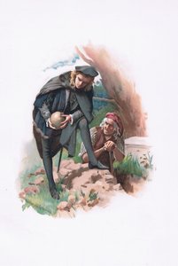 Hamlet en de grafdelver, illustratie uit Hamlet door Harold Copping