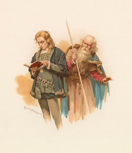 Hamlet leest, met Polonius erachter door Harold Copping