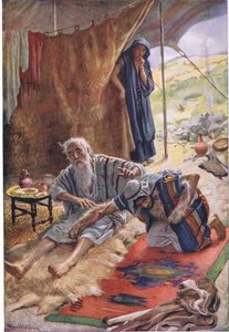 Isaak zegent zijn zoon Jakob, illustratie uit Pictures That Teach The Crown Series, 1920 door Harold Copping