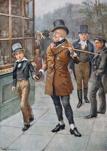 Mr Micawber begeleidt David naar huis, illustratie uit 