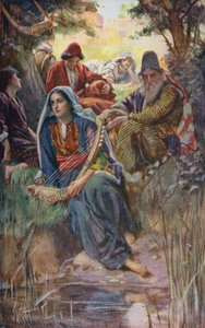 Oude Testament: Aan de rivieren van Babylon (kleur litho) door Harold Copping