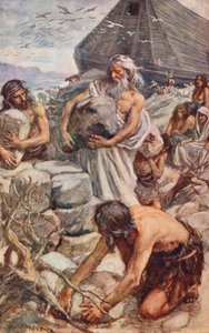 Oude Testament: Noach bouwt zijn altaar door Harold Copping
