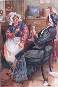 Sarah Gamp en Betsey Prig, illustraties voor Character Sketches from Dickens samengesteld door B.W. Matz, 1924 door Harold Copping