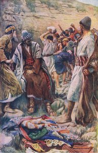 De dood van Stefanus, illustratie uit Harold Copping Pictures: The Crown Series, ca. 1920s door Harold Copping