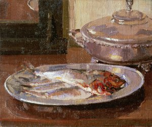 Vis op een Bord door Harold Gilman