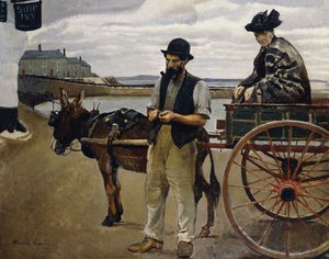 Man met een vrouw in een kar door Harold Harvey