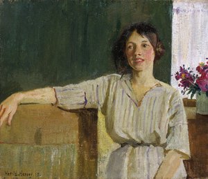Het model van de kunstenaar, Newlyn door Harold Harvey