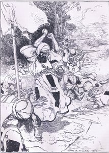 De dood van de Khalifa, illustratie uit Cassells Geschiedenis van Engeland, 1900s door Harold Robert Millar