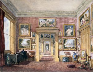 De Eetkamer in Thirlestaine House, Cheltenham, c.1843 door Harriet Rushout (attr. to) Bowles