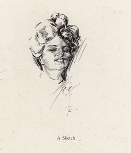 Pen schets portret van een vrouw door Harrison Fisher