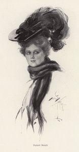 Portret van een vrouw met een grote hoed door Harrison Fisher