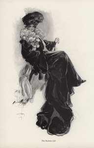 Portret van een jonge vrouw in een lange jas en jurk door Harrison Fisher
