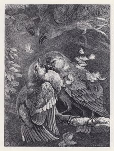Gevecht tussen een vink en een mus door Harrison William Weir