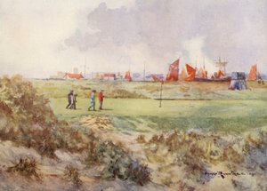 Golfbanen: Rye, de vijftiende green door Harry (1878 1950) Rountree