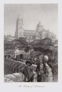 De brug van Salamanca (gravure) door Harry (after) Fenn