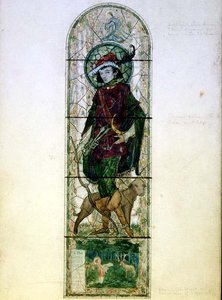 Ontwerp voor een enkel lichtvenster met de figuur van St. Hubert