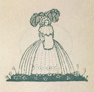 Illustratie toont een vrouw, gekleed in een grote jurk.