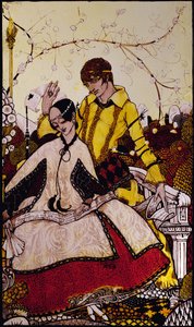 Zeven Honden-dagen laten we voorbijgaan, Queens benoemen in Glenmacnass, Illustratie door Harry Clarke uit 