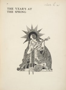 Ongedekte illustratie. Een vrouw die een muziekinstrument bespeelt. door Harry Clarke