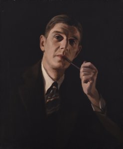 Portret van een man, rokend een pijp