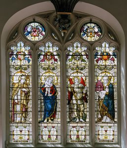 Oxford, Brasenose College Chapel, James Powell & Sons, Harry Ellis Wooldridge, St Cedda, Madonna & Kind, St Michael, St Hugh