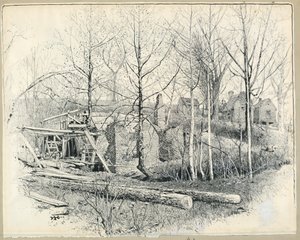 Tekening, huidig aanzicht van Gaines