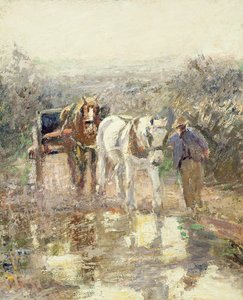 Paarden en kar door Harry Fidler
