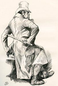 Bill Sikes. Illustratie door Harry Furniss voor de Charles Dickens roman Oliver Twist, uit The Testimonial Edition, gepubliceerd 1910.