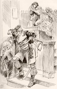 Illustratie voor de roman Een verhaal van twee steden van Charles Dickens door Harry Furniss