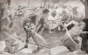 Illustratie voor de roman Een verhaal van twee steden van Charles Dickens door Harry Furniss