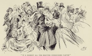 In een Ogenblik omringden alle Schoonheden Claude door Harry Furniss