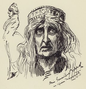 Miss Genevieve Ward als Koningin Margaret door Harry Furniss