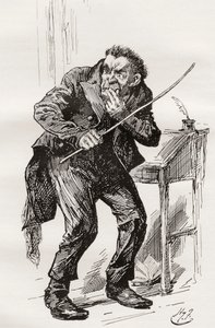 Mr. Squeers. Illustratie door Harry Furniss voor de roman Nicholas Nickleby van Charles Dickens, uit The Testimonial Edition, uitgegeven 1910.
