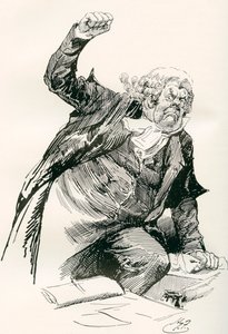 Sergeant Buzfuz. Illustratie door Harry Furniss voor de Charles Dickens roman The Pickwick Papers, uit The Testimonial Edition, gepubliceerd 1910.
