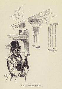 W E Gladstone in Albany door Harry Furniss