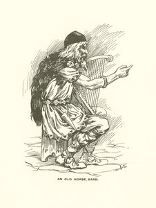 Een oude Noorse bard (gravure) door Harry George Theaker