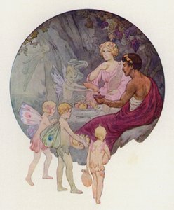 Calypso in haar grot (kleurenlitho) door Harry George Theaker