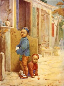 Chinese jongens (kleurenlitho)