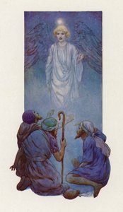 "Vrees niet," zei de engel (kleurenlitho) door Harry George Theaker