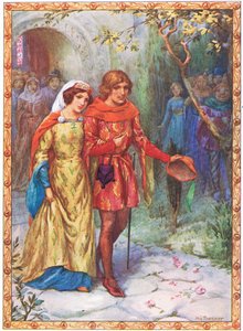Hij trouwde met een dame van hoge afkomst (uit The Story of Gamelyn) (kleurenlitho) door Harry George Theaker