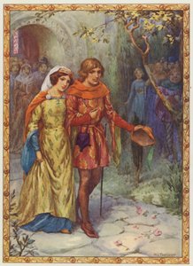 "Hij trouwde met een dame van hoge geboorte", Het verhaal van Gamelyn (kleurenlitho) door Harry George Theaker