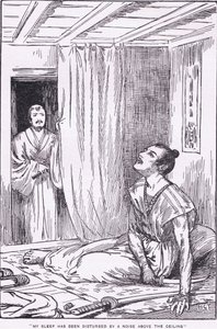 Zijn slaap werd verstoord door een geluid boven het plafond (uit More Stories from Raiko) (litho) door Harry George Theaker