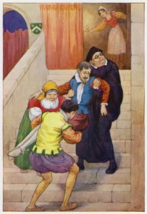Illustratie voor Don Quichot (kleurenlitho) door Harry George Theaker