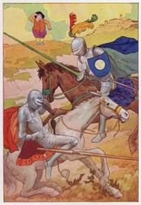Illustratie voor Don Quichot (kleurenlitho) door Harry George Theaker