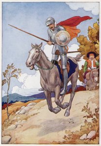 Illustratie voor Don Quichot (kleurenlitho) door Harry George Theaker