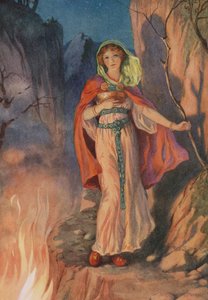 Sigyn, uit "De ondergang van Loki en zijn kinderen" (kleurenlitho)