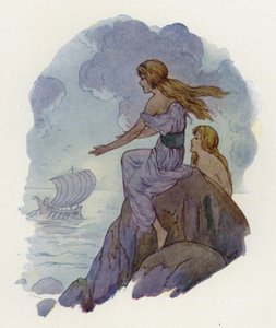De Sirenen (kleurenlitho) door Harry George Theaker
