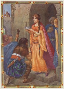 "De dame van Loch Awe", De Penning (kleurenlitho) door Harry George Theaker