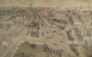 Brooklyn Plaza van de Manhattan Bridge, c.1917 door Harry M. Pettit