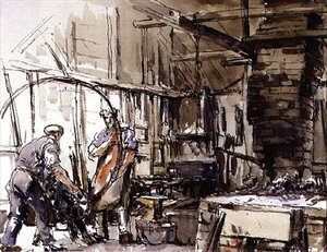 Een band buigen, de werkplaats van de wagenmaker